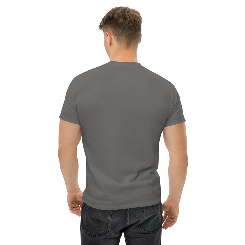 Cardio in the Aisle | travel workout tee in Charcoal (back view) — layover-ready travel fitness apparel by Dumbbells & Hotels