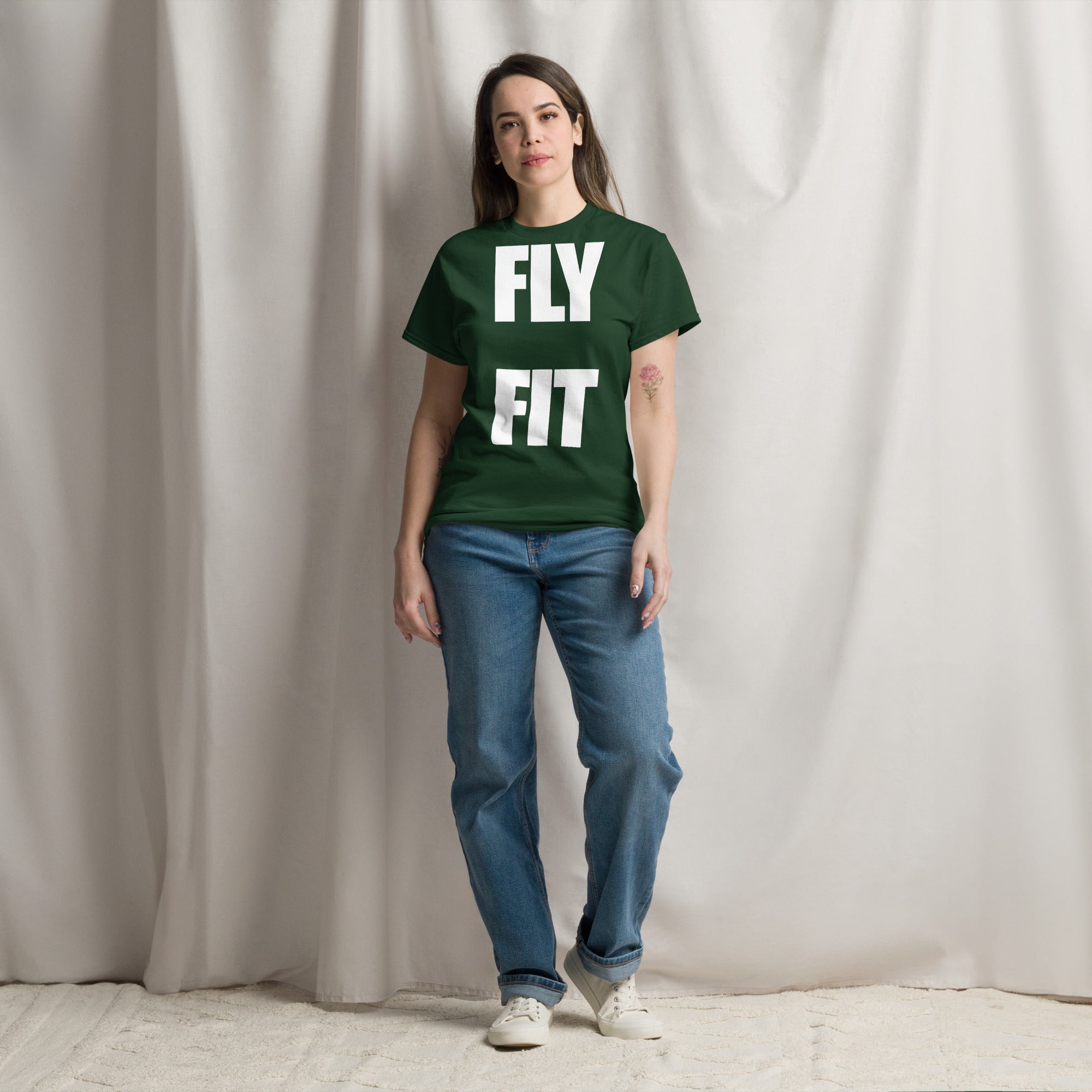 Fly Fit Travel T-Shirt in Forest Green | Dumbbells & Hotels