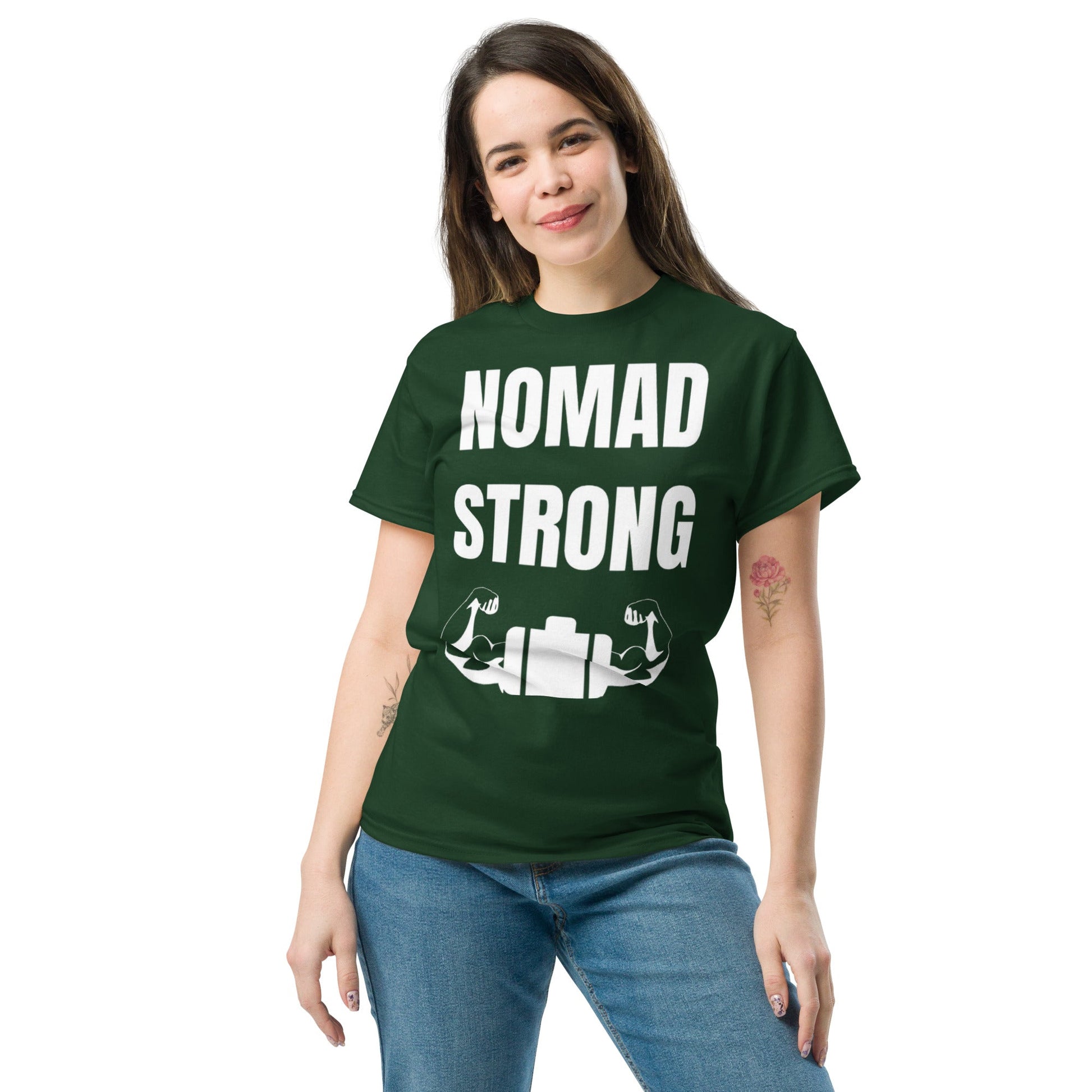 Nomad Strong unisex triblend tee — road warrior travel fitness apparel