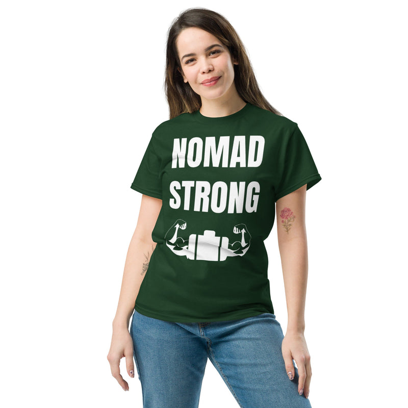 Nomad Strong unisex triblend tee — road warrior travel fitness apparel