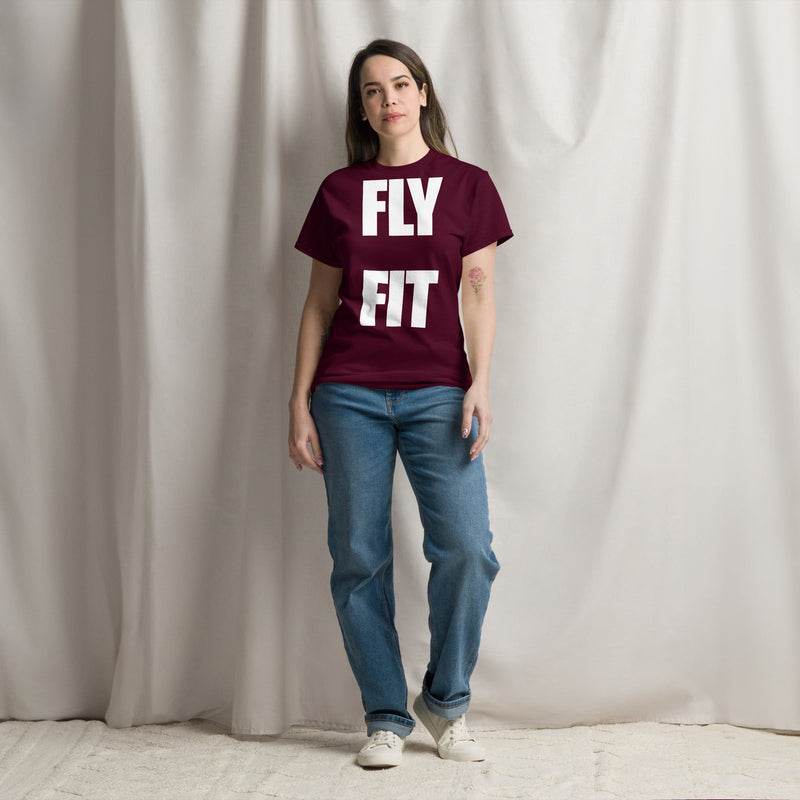Fly Fit Travel T-Shirt in Maroon | Dumbbells & Hotels