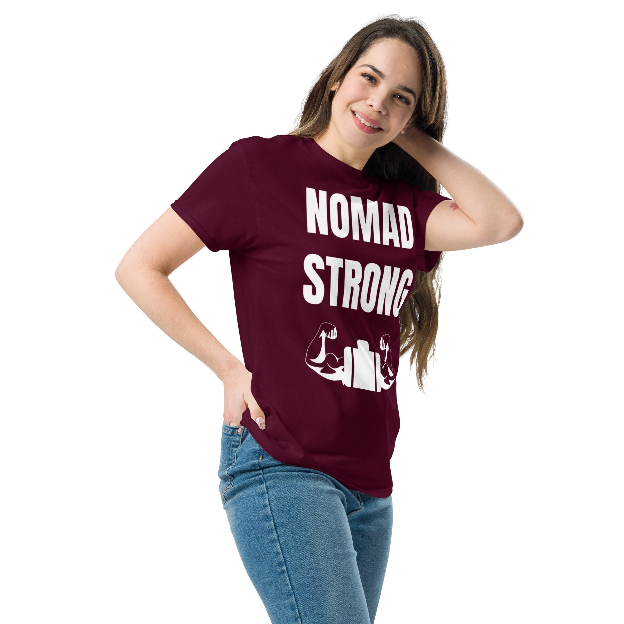 Nomad Strong unisex triblend tee — road warrior travel fitness apparel