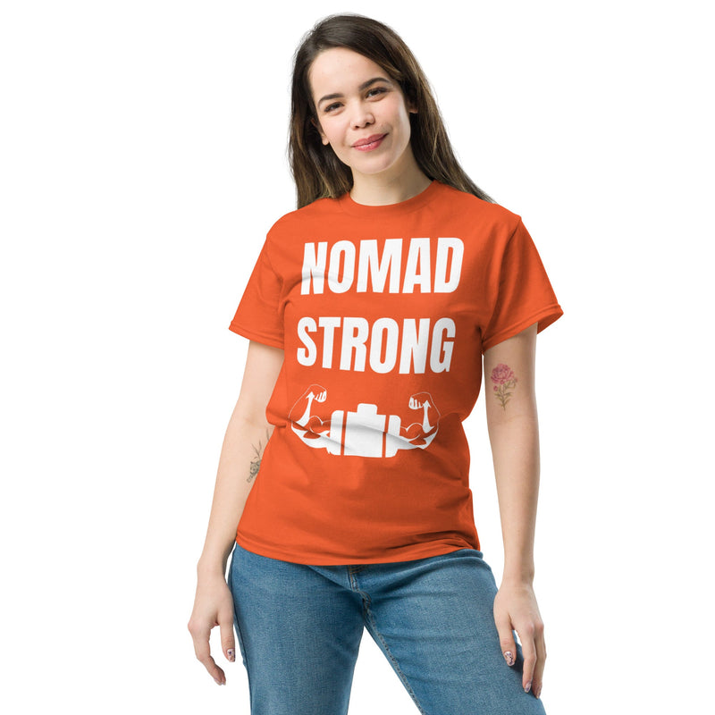 Nomad Strong unisex triblend tee — road warrior travel fitness apparel