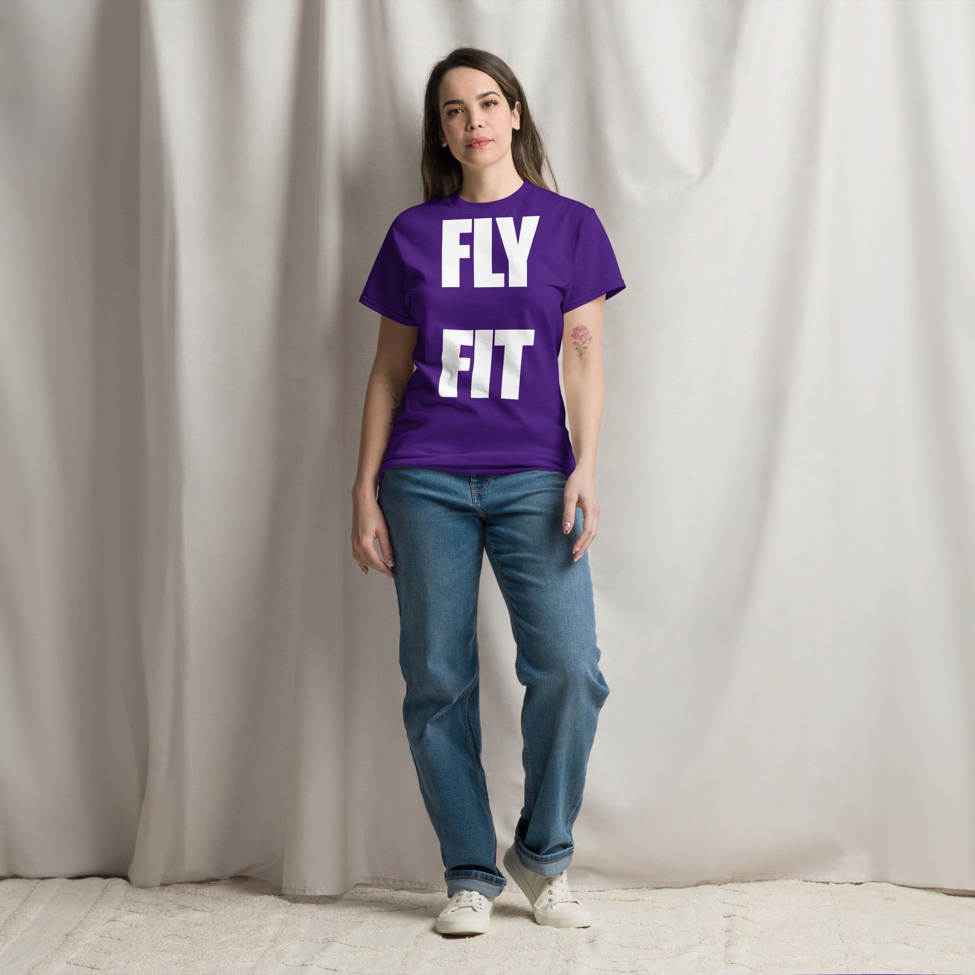 Fly Fit Travel T-Shirt in Purple | Dumbbells & Hotels