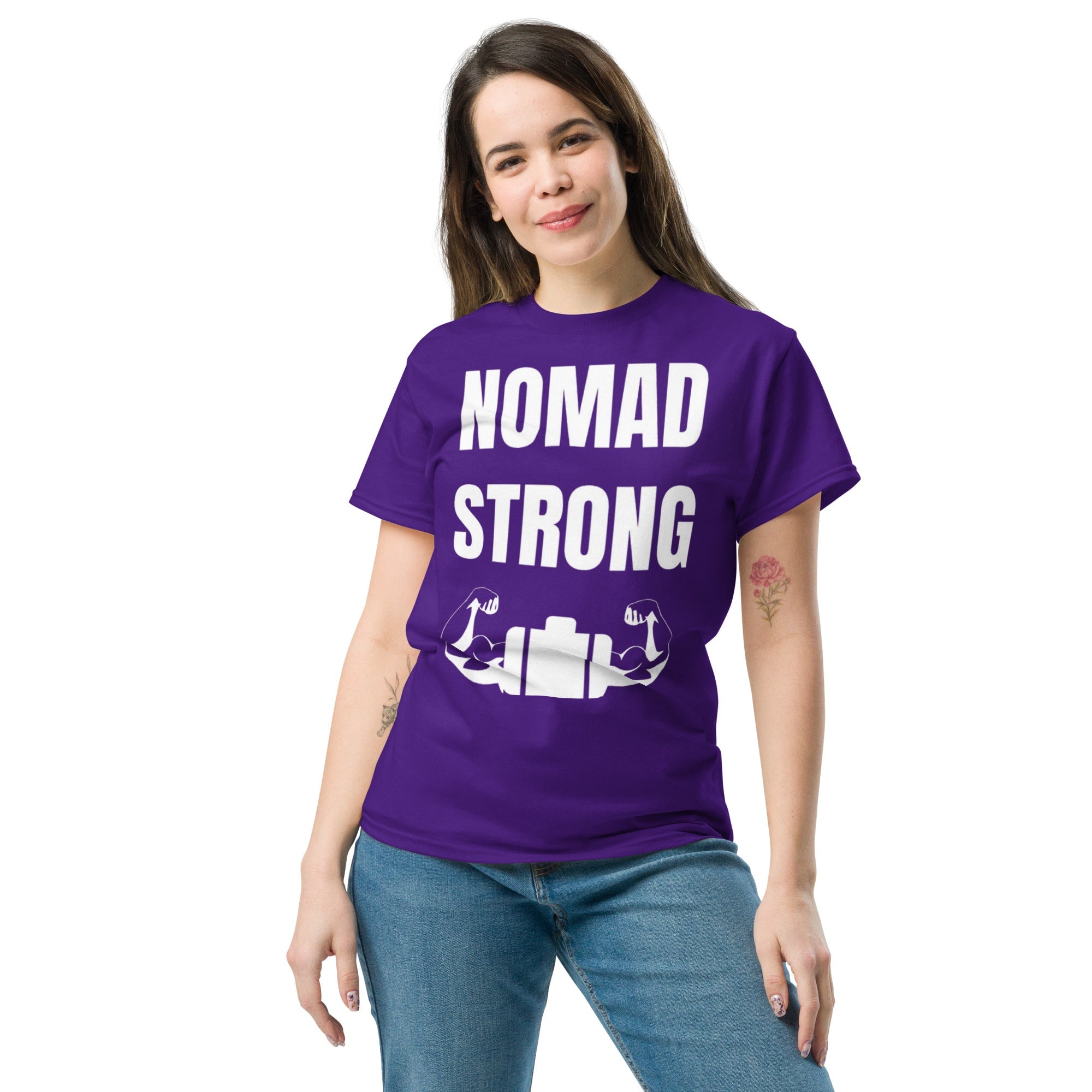 Nomad Strong unisex triblend tee — road warrior travel fitness apparel