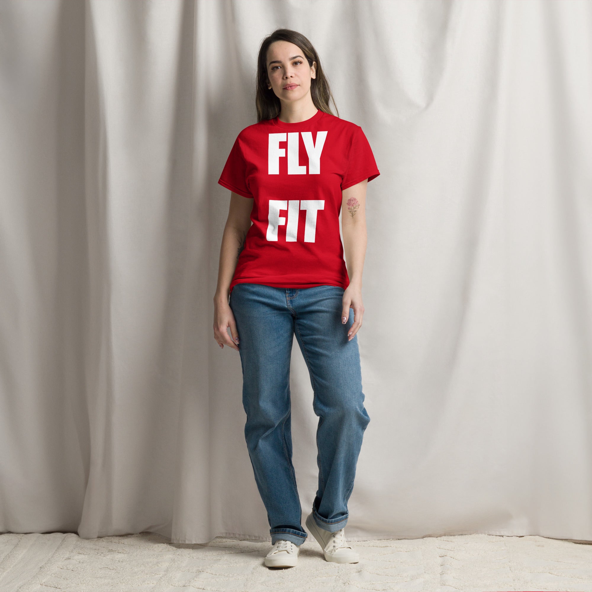 Fly Fit Travel T-Shirt in Red | Dumbbells & Hotels