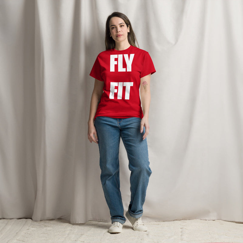 Fly Fit Travel T-Shirt in Red | Dumbbells & Hotels