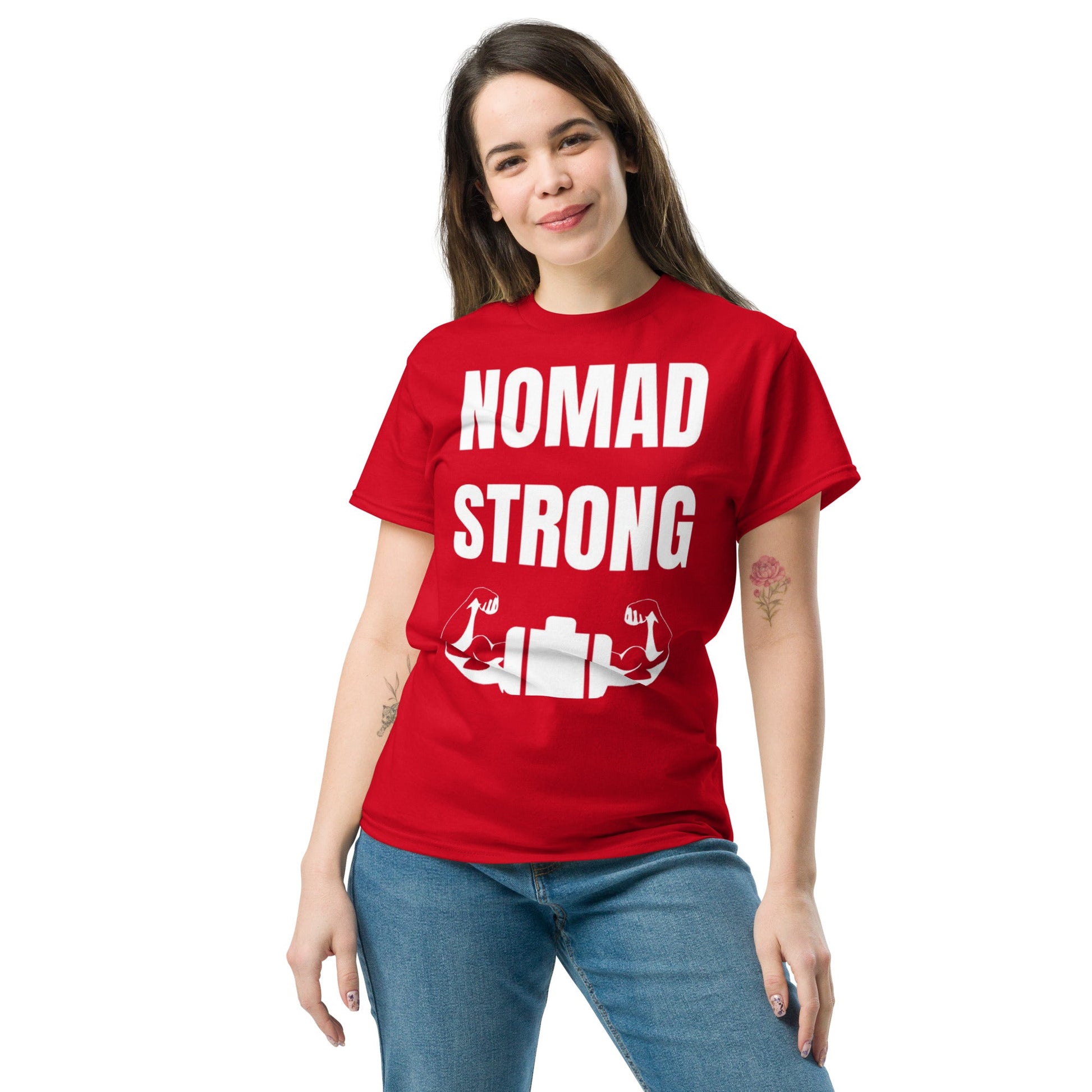 Nomad Strong unisex triblend tee — road warrior travel fitness apparel