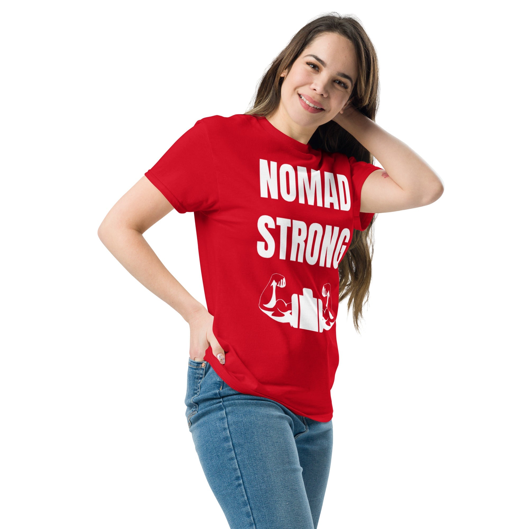 Nomad Strong unisex triblend tee — road warrior travel fitness apparel