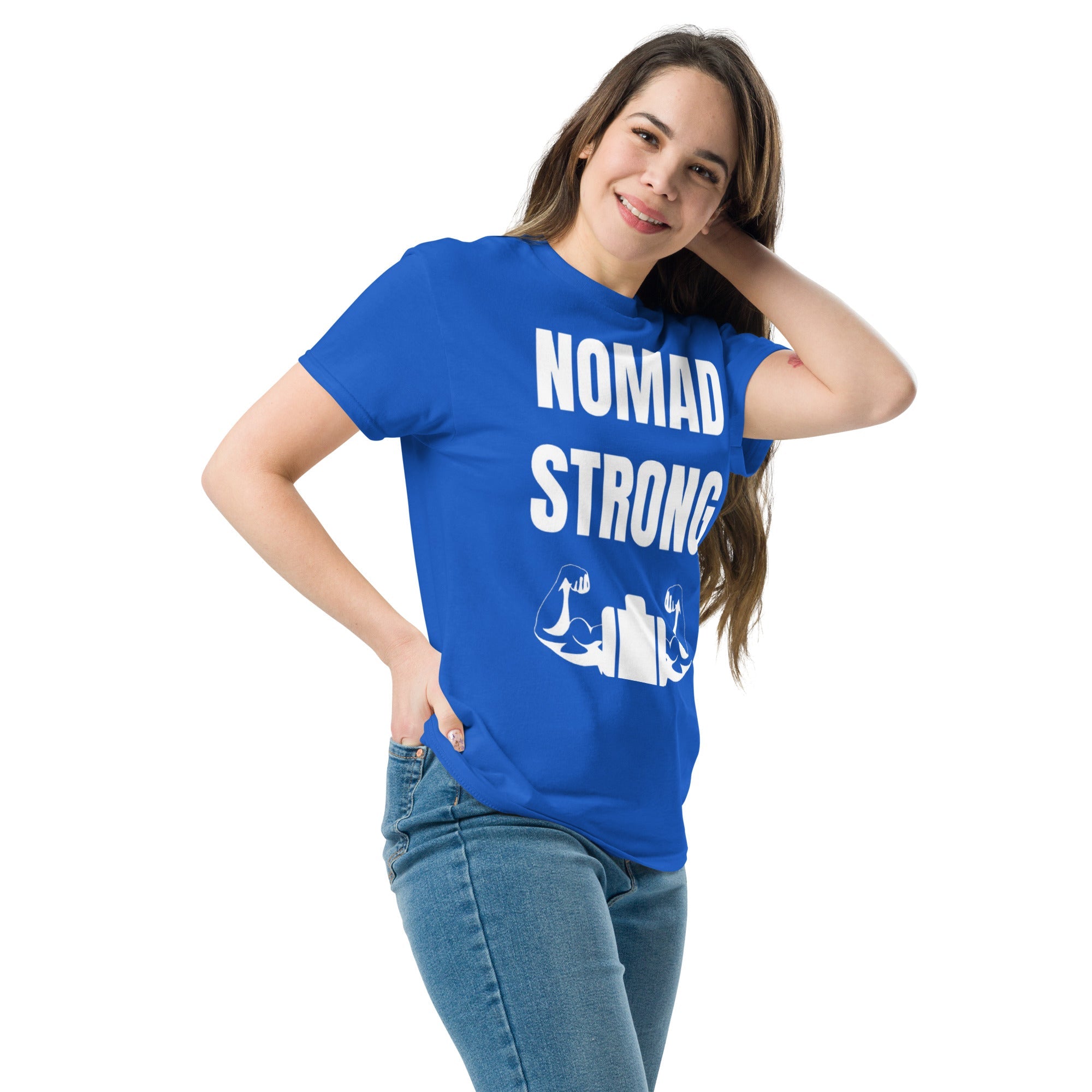 Nomad Strong unisex triblend tee — road warrior travel fitness apparel