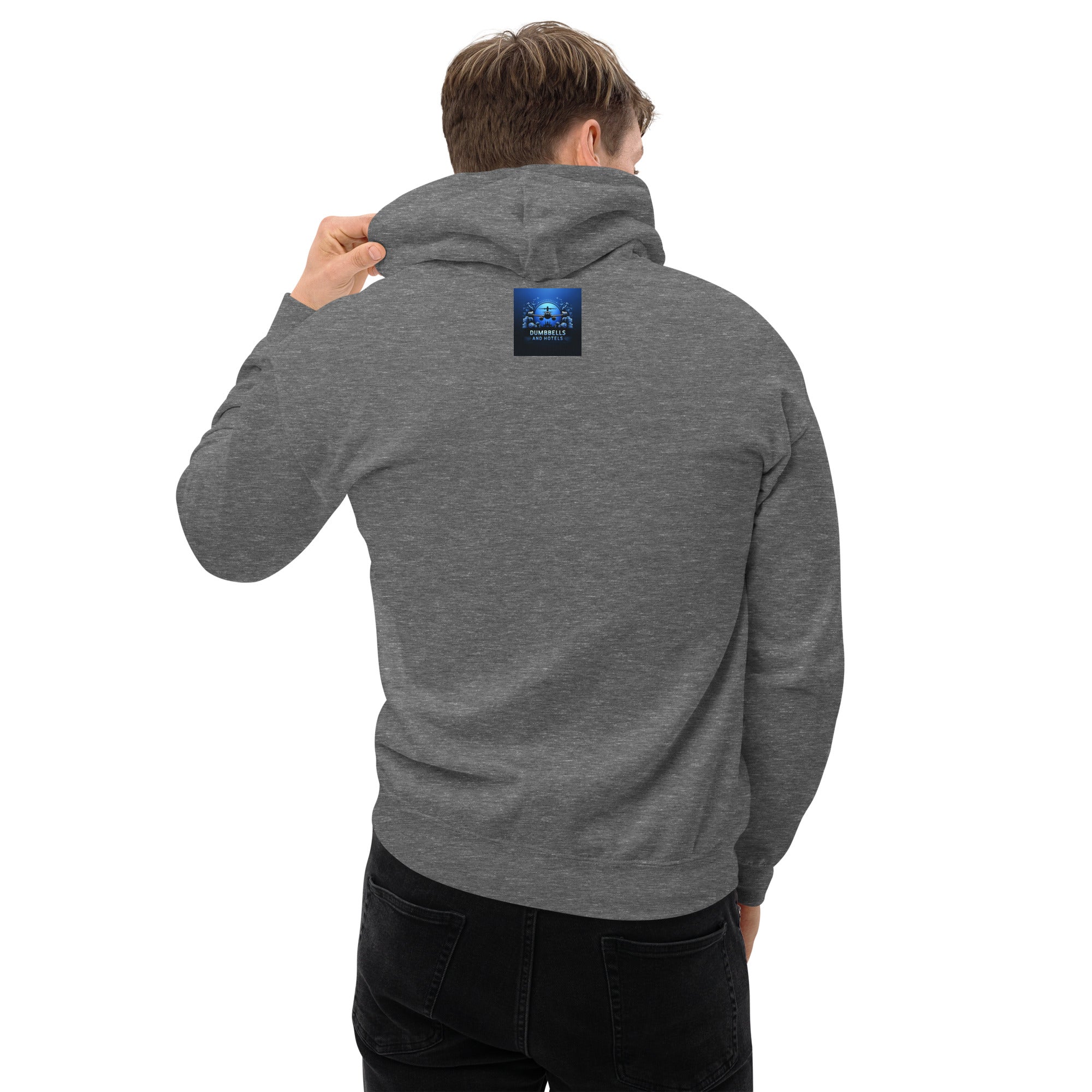 Jet Lag Won't Stop Me hoodie — layover-ready travel fitness by Dumbbells & Hotels