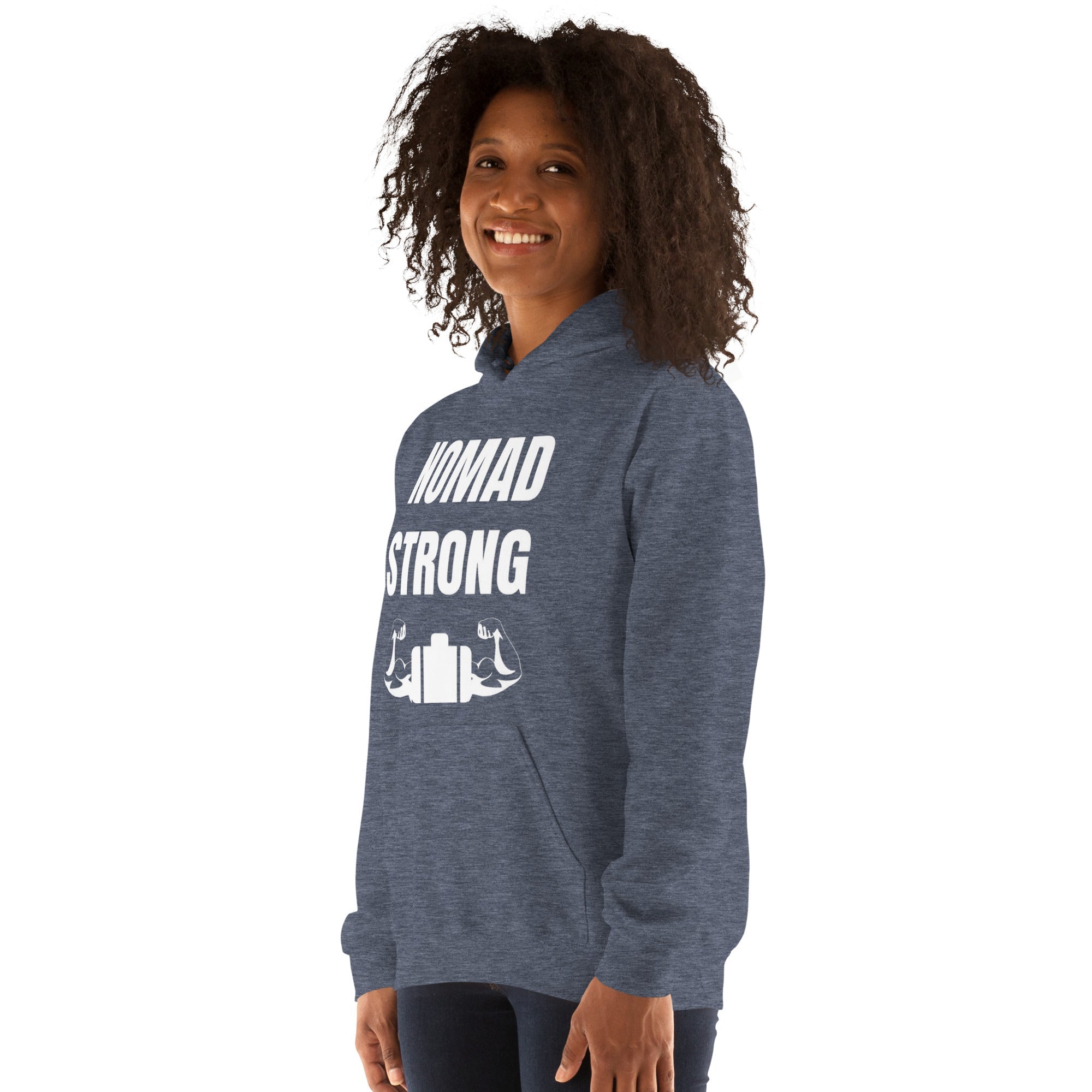Nomad Strong Unisex Hoodie | Dumbbells & Hotels