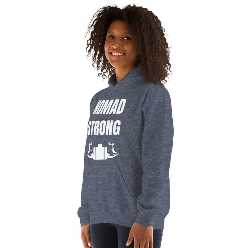 Nomad Strong Unisex Hoodie | Dumbbells & Hotels