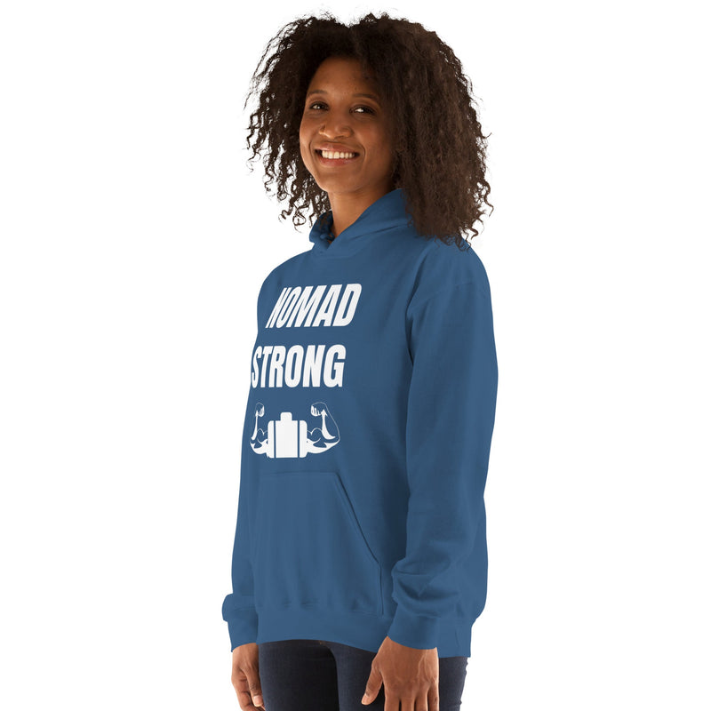 Nomad Strong Unisex Hoodie | Dumbbells & Hotels