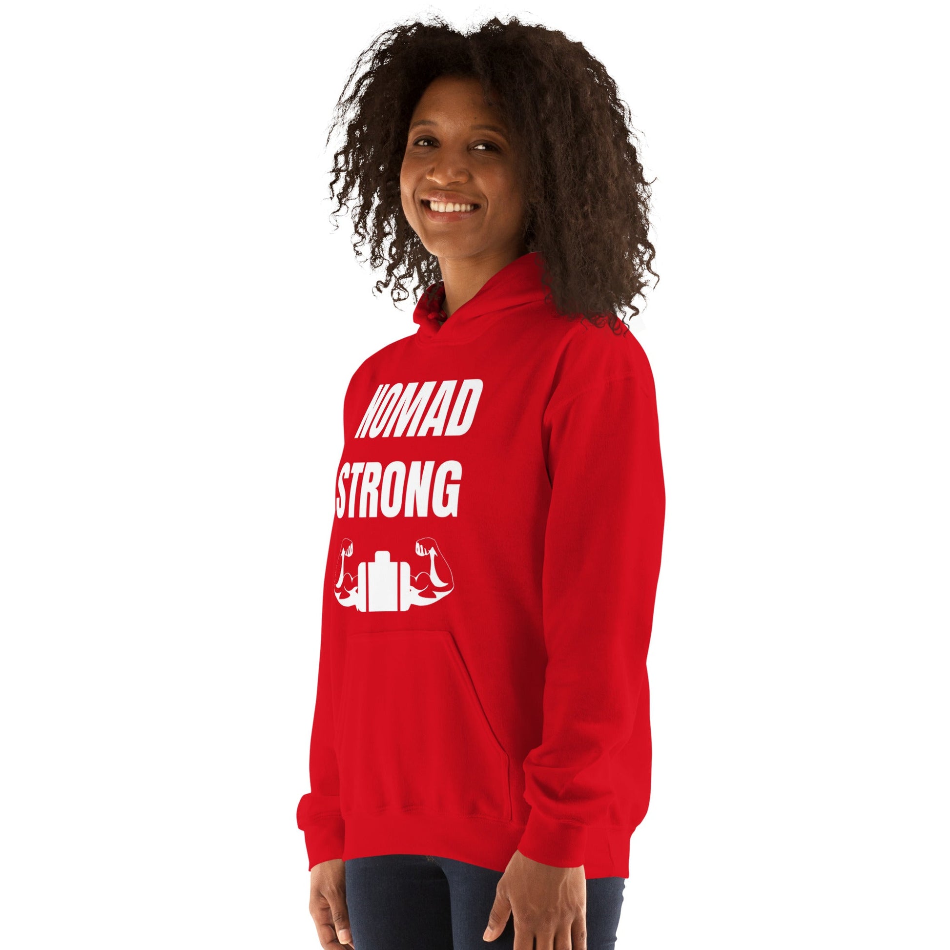 Nomad Strong Unisex Hoodie | Dumbbells & Hotels