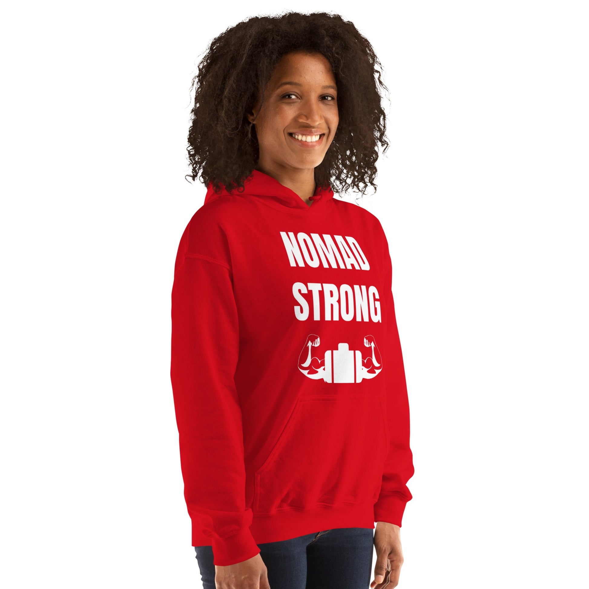 Nomad Strong Unisex Hoodie | Dumbbells & Hotels