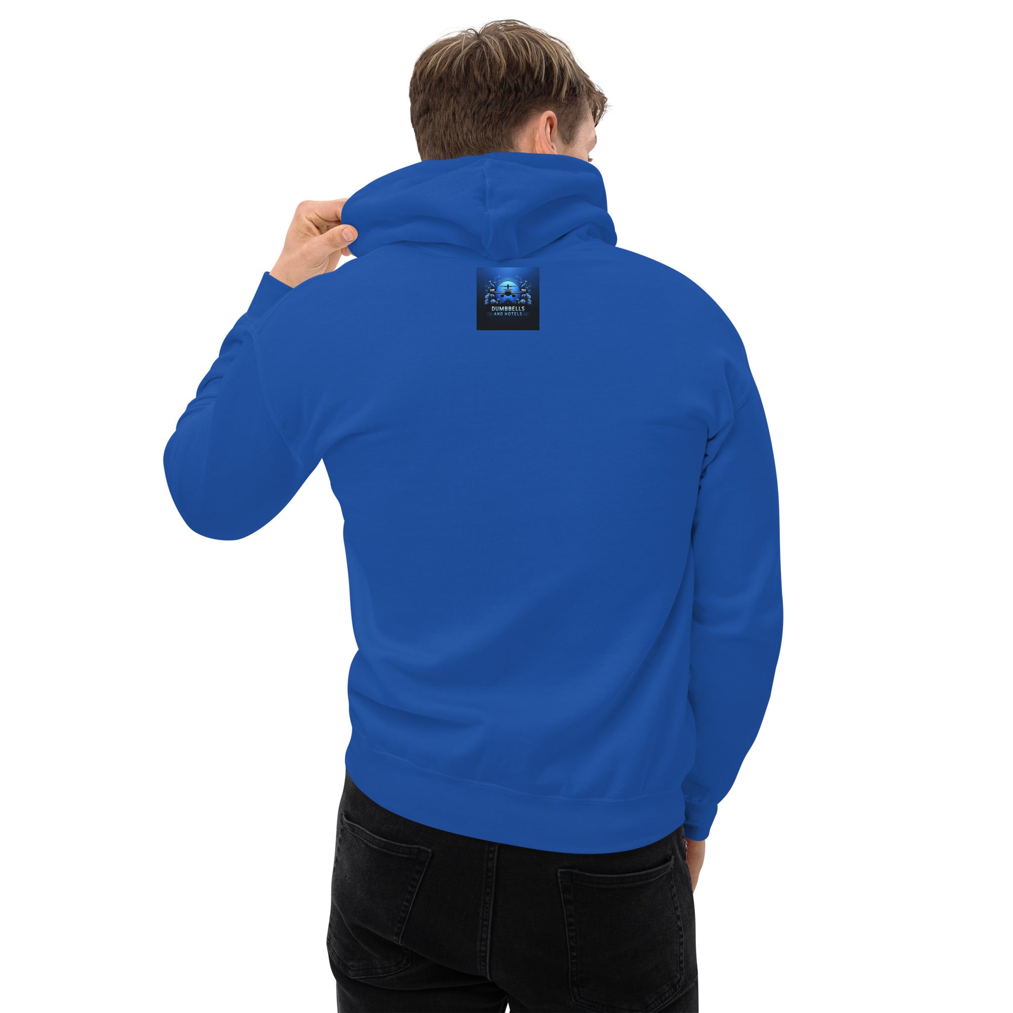 Jet Lag Won't Stop Me hoodie — travel fitness apparel by Dumbbells & Hotels