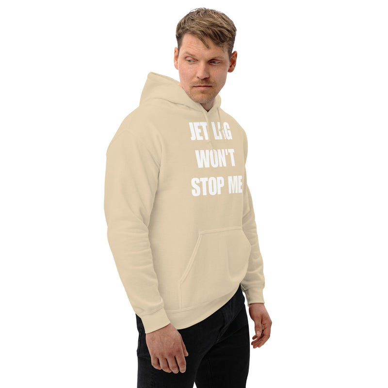 Jet Lag Won't Stop Me unisex hoodie — Dumbbells & Hotels travel fitness