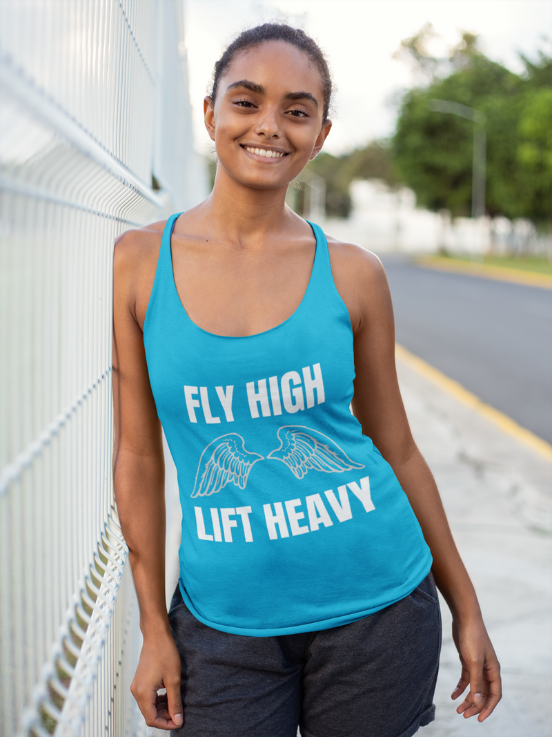 The Layover Racerback Tank Fly High Edition in Vintage Turquoise | Women's Travel Fitness Tank Top | Dumbbells & Hotels
