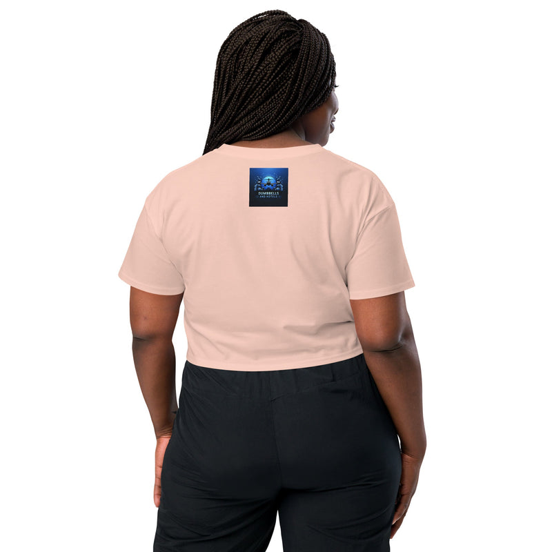 Wake Workout Wander women's crop tee - Dumbbells & Hotels travel fitness apparel